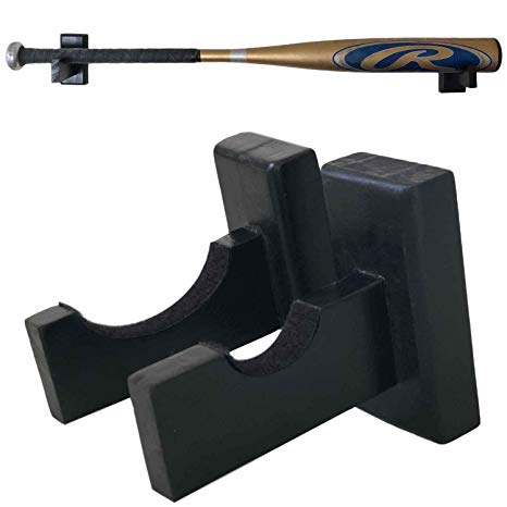 Baseball Bat Display Wall Mount | Black and Natural Finished Solid Pine Wood with Felt Liner and Hidden Screws | Easy to Hang On Wall Horizontally | Perfect for Display Or Storage