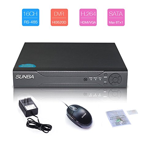 Sunba 16 Channel HDMI/VGA Remote Viewing H.264 CCTV Security Digital Video Recorder (DVR-1816T-B)