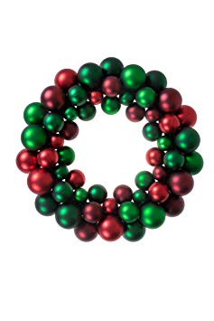 Clever Creations Christmas Ornament Wreath Bright Red & Green | Festive Holiday Décor | Classic Theme | Lightweight Shatter Resistant | Great for Indoor/Outdoor Use | 13.5" x 13.5" x 2.75"