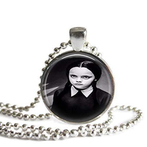 Wednesday Addams 1 inch Silver Plated Picture Pendant Necklace