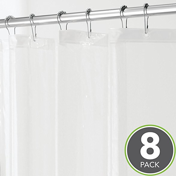 mDesign PEVA 3G Shower Curtain Liner (PACK of 8), MOLD & MILDEW Resistant, ODORLESS - No Chemical Smell, 72" x 72" - Clear