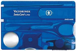 Victorinox, Swiss Card Lite, Swiss Made Pocket Tool, Multi Tool, Credit Card Size, 13 Functions, Emergency blade, Screwdriver 3 mm, Blue Transparent