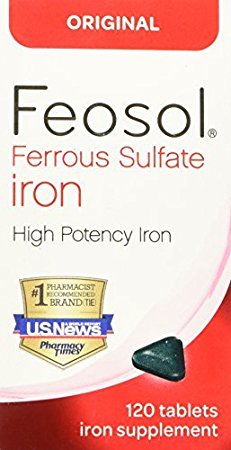 Feosol Ferrous Sulfate Iron Tablets Original 120 TB - Buy Packs and SAVE (Pack of 2)
