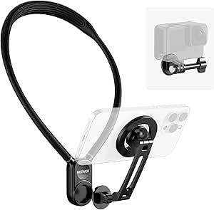 Neewer Magnetic Neck Holder for Action Camera, Hands Free Chest Tripod Mount Compatible with GoPro DJI Insta360 Magsafe 15 14 13 12 Series Android for POV Video Recording Vlog, GP16