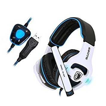 SADES - Sades SA-903 7.1 Surround Sound Effect USB Gaming Headset Headphone Earphone with Mic - White