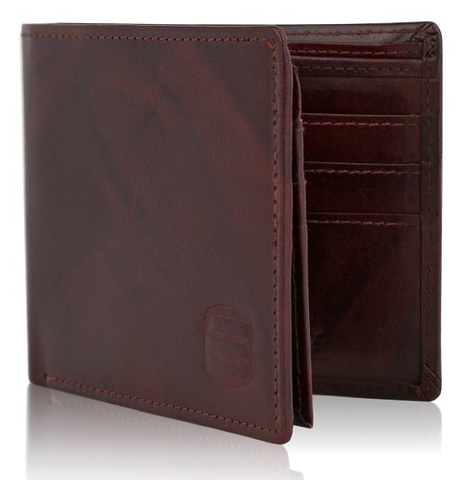 Suvelle Bifold Men's Genuine Leather RFID Wallets, Slim Travel Wallet