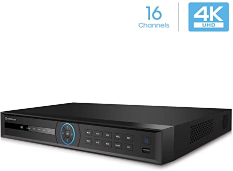 Amcrest 5Series 4K NVR 16-Channel NV5216 16CH (Record 16CH 4K @30fps, View/Playback 4CH 4K @30fps) Network Video Recorder - Supports up to 2 x 10TB Hard Drive (Not Included) (No PoE Ports Included)