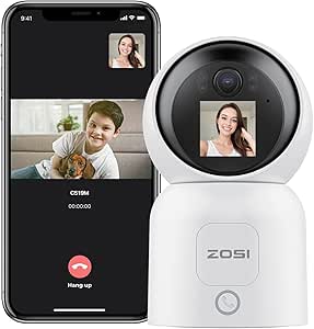 ZOSI 4MP 2 Way Video Indoor Security Camera, C519M Plug-in 360° View Baby/Pet Dog Monitor, 2.4/5GHz WiFi, One-Touch Call, Human Detection, Pan/Tilt, Cloud & SD Card Storage, for Smart Home Security