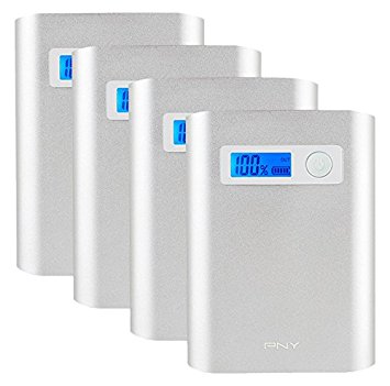 PNY AD10400 10400mAh 1/1/2.4 Amp 3 Port PowerPack for Smartphone & Tablet - 4-Pack (P-B-10400X4-24-S03-MP)