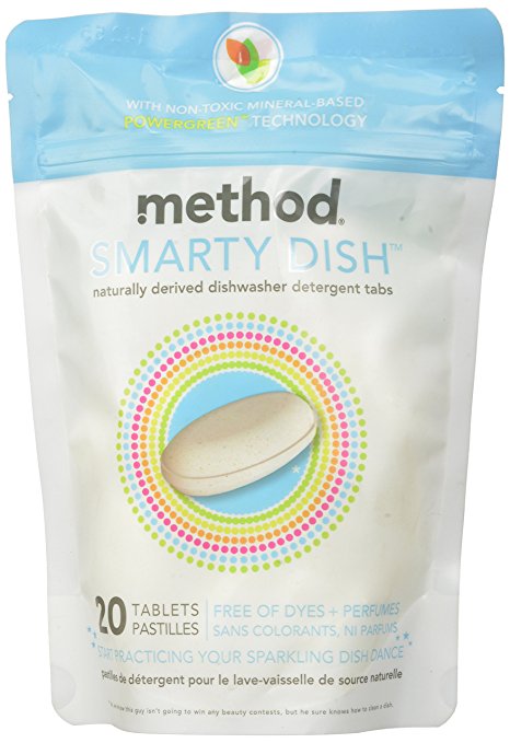 Method Naturally Derived Smarty Dish Dishwasher Tablets, Fragrance Free, 20 Count