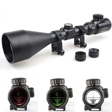 CVLIFE Tactical 3-9X56 Red&Green Mil-dot Illuminated Optics Hunting Air Rifle Scope with Free Mounts
