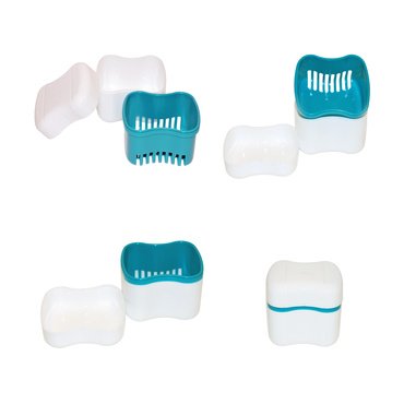 Dental Night Guard -Denture - Teeth Retainer Bath With Basket European Style Attractive Durable Design Color Teal - Size Standard