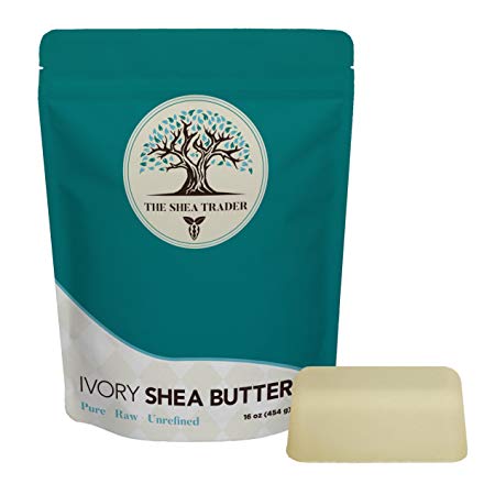 Unrefined Raw Ivory Shea Butter - Pure from Ghana, Africa - Ultimate Moisturizer for Dry Skin, Eczema, Natural Stretch Mark Cream, Leave in Conditioner - Use on Hair, Face, Body - Shea Trader
