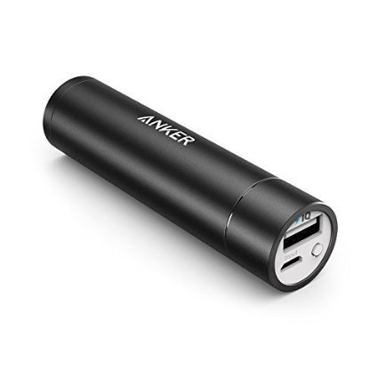 Anker PowerCore mini 3350mAh Premium Aluminum Portable Charger Lipstick-Sized External Battery Power Bank for iPhone 6  6 Plus iPad Air 2  mini 3 Galaxy S6  S6 Edge and More Black