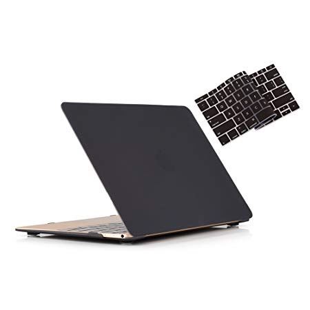 RUBAN MacBook 12 Inch Case Release (A1534) - Slim Snap On Hard Shell Protective Cover and Keyboard Cover for MacBook 12, Black