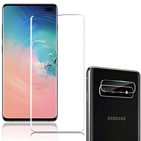 S10 Screen Protector [6.1 inches] and Camera Lens Protector, Full Curved Edge Tempered Glass Screen Protetcor Support Fingerprint[HD Clear][9H Hardness]