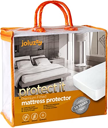 joluzzy Waterproof Mattress Protector - Cotton Terry Surface - Breathable - Noiseless - Hypoallergenic - Vinyl-Free - Fitted Sheet Mattress Cover, King Size
