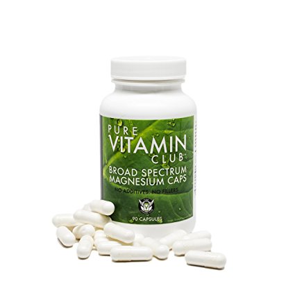 Magnesium 200 Mg Caps - Broad Spectrum. 90 Day Supply. Unique Blend of 4 Magnesium Forms. No Fillers, No Binders, No Added Ingredients. Pure Vitamin Club Daily Magnesium Caps.