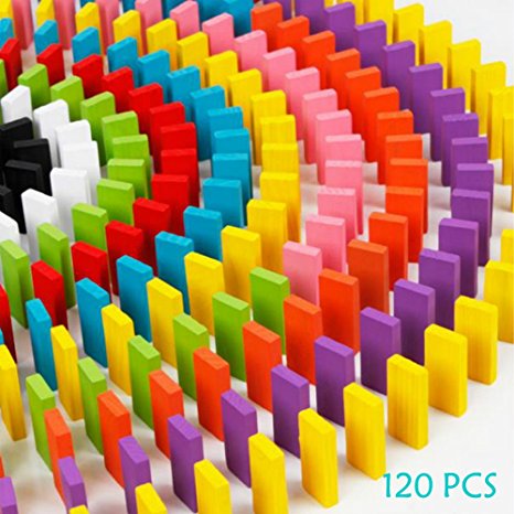 120pcs Wooden Dominos Blocks Set, Kids Game Educational Play Toy, Domino Racing Toy Game