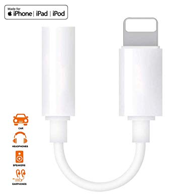 Headphones 3.5mm Jack Dongle Adapter AUX Audio Splitter Lightnįng Cable Headsets Converter Accessories Support iOS 10/11/12 and Later Compatible for iPhone XS/XR/X/8/8 Plus/7/7Plus/ipad/iPod - White