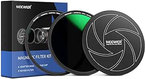 NEEWER 62mm 3-in-1 Magnetic ND Lens Filter Kit, Includes 10-Stop Fixed Neutral Density ND1000 Filter  Adapter Ring Lens Filter Cap with 42-Layer Coating/Ultra Slim/Scratch Resistant HD Optical Glass