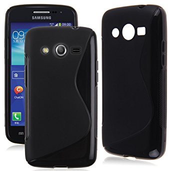 4.5" Galaxy Core LTE SM-G386W G386T G386F Samsung TPU Cover , Skypillar® Flexible Soft Silicone Rubber Case - Black