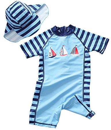 EGELEXY Toddler Swimsuits Baby Boy Swimsuit One-Piece Rash Guard Long Sleeve Bathing Suit Sun UV Protection Swimwear