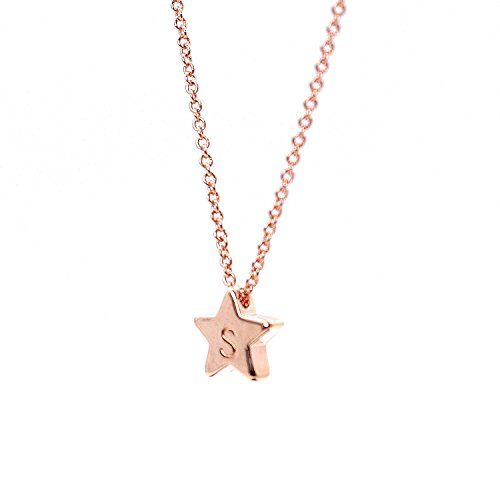 16K Rose Gold Star Pendant Necklace - Hand stamped Delicate Personalized dainty lnitial Charms Star Necklace