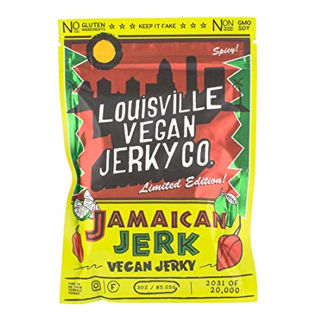 Louisville Vegan Jerky - Limited Edition Jamaican Jerk! - Non-GMO Soy Protein - Gluten-Free Ingredients (3 Ounce)