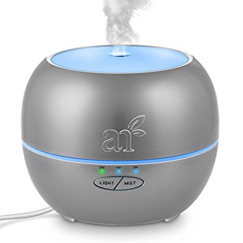 ArtNaturals Aromatherapy Essential Oil Diffuser – (Silver - 150 ml Tank) – Ultrasonic Aroma Humidifier - Mist Mode, Auto Shut-Off and 7 Color LED Lights – For Home, Office, Bedroom and Baby