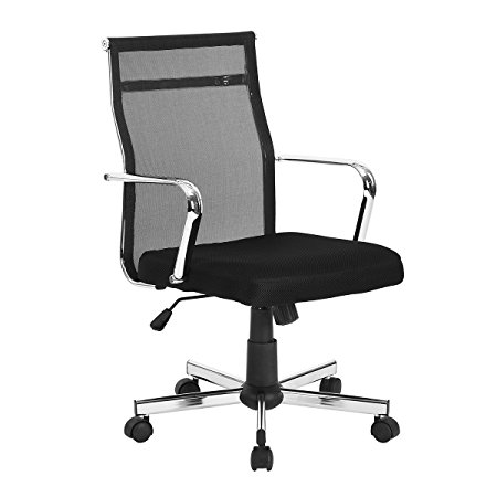 GreenForest Office Desk Chair Height Adjustable Tilting Function Swivel Mesh Midh Back Chair with Chrome Base, Black