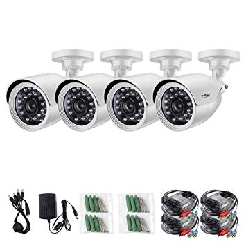 ZOSI 4 Pack 1.0MP HD 720p 1280TVL  Security Bullet Camera Outdoor/Indoor (Hybrid 4-in-1 HD-CVI/TVI/AHD/960H Analog CVBS),24PCS LEDs,65ft IR Night Vision,Weatherproof Surveillance Camera