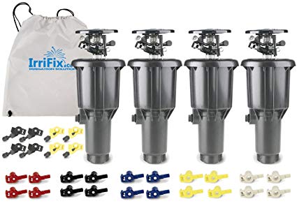 Rain Bird Maxi-Paw 2045A Impact Rotor Sprinkler - 4 Pack in a Sack by IrriFix - Includes 7 Different Nozzles for Each Head