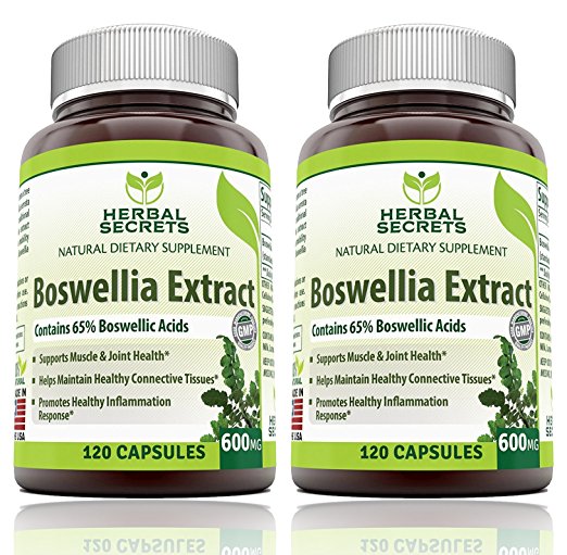 Herbal Secrets Boswellia Serrata Extract (65% Boswellic Acids) 600 mg 120 Capsules - Non Synthetic, (Pack of 2)