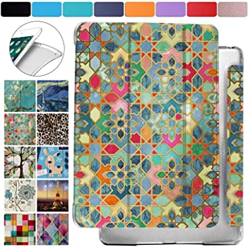 DuraSafe Cases For Apple iPad 10.2 Inch 2019 Protective Durable Shock Proof Cover with Supportive Dual Angle Stand & Honeycomb Pattern Clear Back - Damask