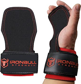 Iron Bull Strength EZ Gripz - Heavy Duty Weight Lifting Straps - Weightlifting Gloves and Powerlifting Hooks Alternative - Best for Deadlifts - Adjustable Neoprene Padded Support Wrist Wraps