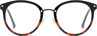 SOJOS Retro Round TR90 Blue Light Reading Glasses Womens Mens Readers Computer Glasses Eyewear Frame SJ9001