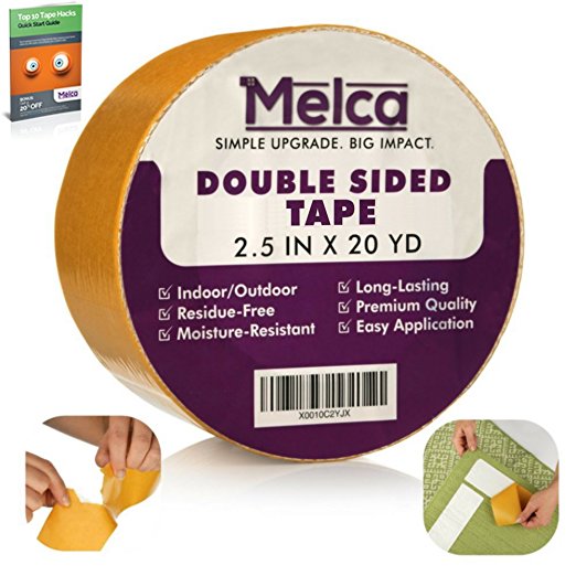 Melca Double Sided Gripper Tape - Sticky Rug / Carpet Double-Sided Adhesive, 2.5 Inch (20 Yards)