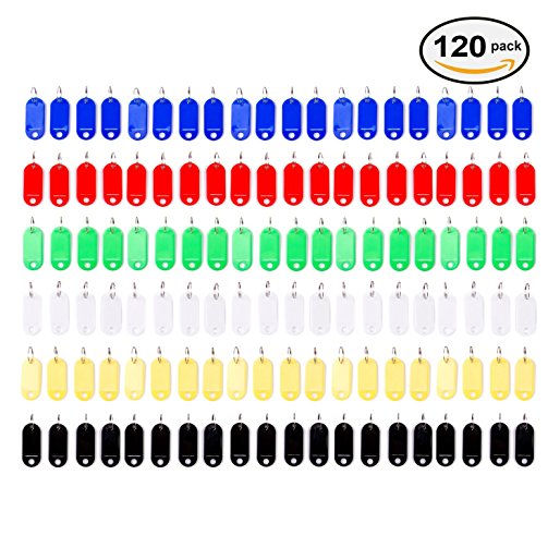 Vancool (120pcs) Multi-colors Plastic Key ID Tags with Split Ring Key Ring,6 color