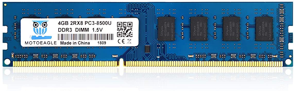 4GB PC3-8500 DDR3 1066 MHz UDIMM, Motoeagle 2Rx8 PC3 8500 Desktop Memory 1.5V CL7 Dual Rank UDIMM Upgrade Chips