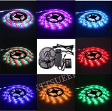 XKTTSUEERCRR Two Rolls 3528 SMD 300LED 10M328 FT Waterproof Flexible RGB Color Changing LED Light Strip For OutdoorsIndoorsCarStageFestivalsParty Decoration  20Key Music IR Remote Controller  12V 5A Power Supply