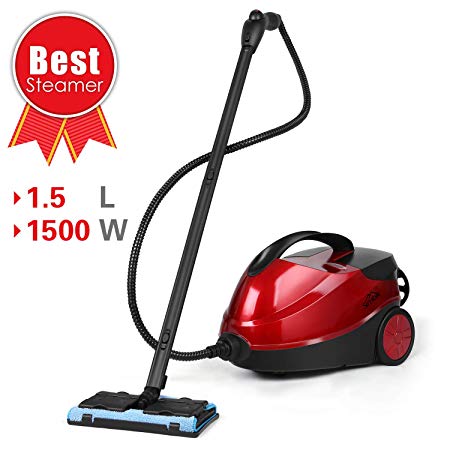 SIMBR Steam Cleaner, Steam Mop 1500W 4.5 Bar Steamer Multifunctional with 17 Accessories for Most Floors, Windows, Carpet, Garment and More