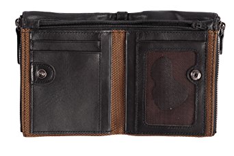 RFID Blocking Mens Genuine Leather Wallets Vintage Bifold Wallet 2 Zipper Pocket