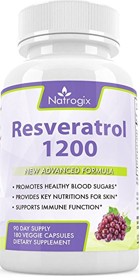 Natural Resveratrol 1200mg - 180 Veggie Capsules - Maximum Strength Supplements - Helps for Promote Healthy Blood Sugars, Provides Key Nutritions for Skin, Supports Immune Function