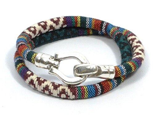 burgundy ethnic bracelet, green tribal fabric bracelet, ethnic cord bracelet, nautical hook bracelet, women fabric bracelet, FREE SHIPPING