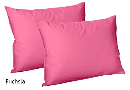 Adamlinens Luxury Plain Dyed Poly Cotton 68 Pick (Cerise Pink, Pair Pillowcases)