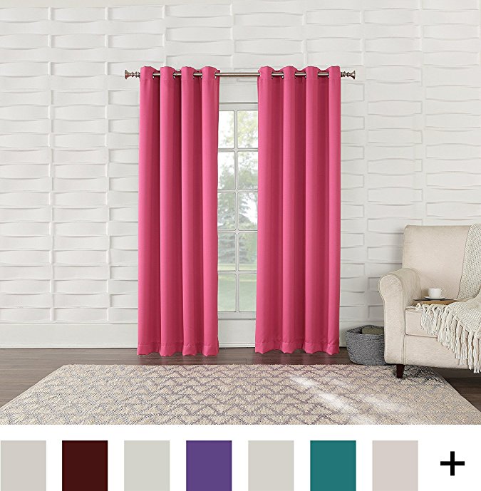 Sun Zero Barrow Energy Efficient Grommet Curtain Panel, 54" x 95", Pink