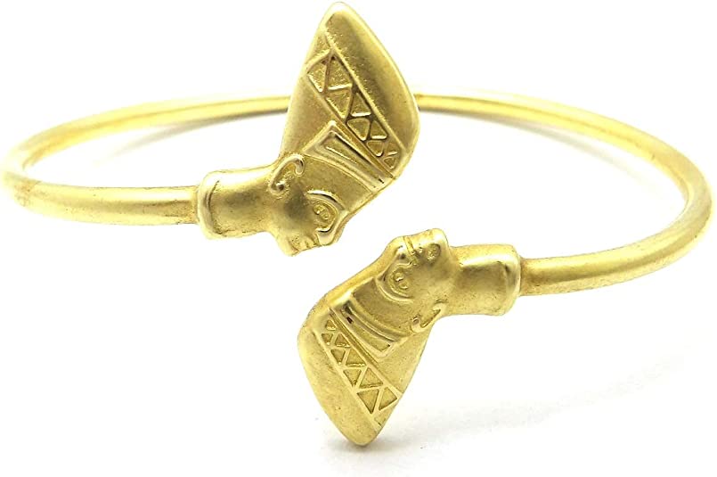 Egyptian Pyramid, Queen Nefertiti, Fist Piece 100% Solid Brass Cuff Bangle Bracelet
