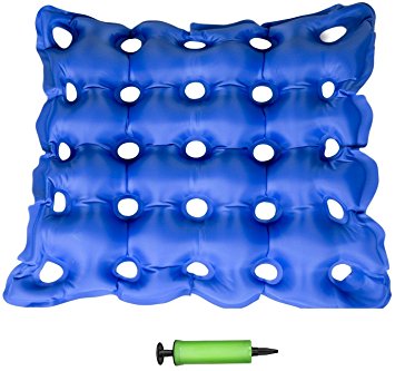 Air Inflatable Seat Cushion 17" X 17" for Wheel Chair, Office Chair, and Car - Coccyx Seat Cushion - Back Support, Tailbone and Sciatica Pain Relief