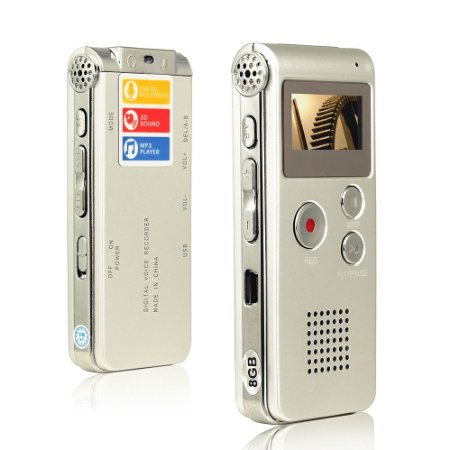 Btopllc Multifunctional Digital Audio Voice Recorder, Rechargeable Dictaphone with Mini USB Port, MP3 Music Player(Silver)